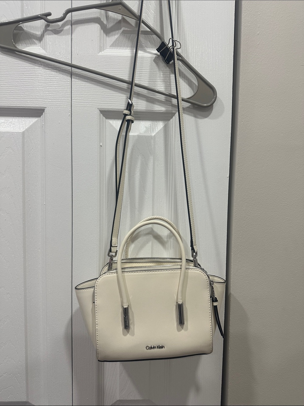 Calvin Klein Cream Mini Crossbody Satchel